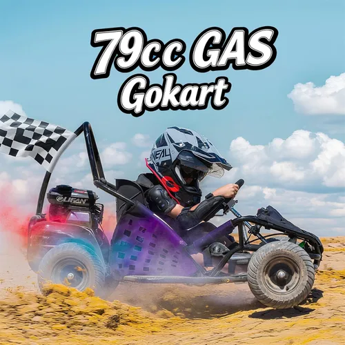 Vista 2 de HOVER HEART 79cc 4-Stroke Gas Go Kart, 2.5HP todoterreno GoKart aprobado por EPA con marco tubular de acero, cinturón de seguridad, neumáticos todo