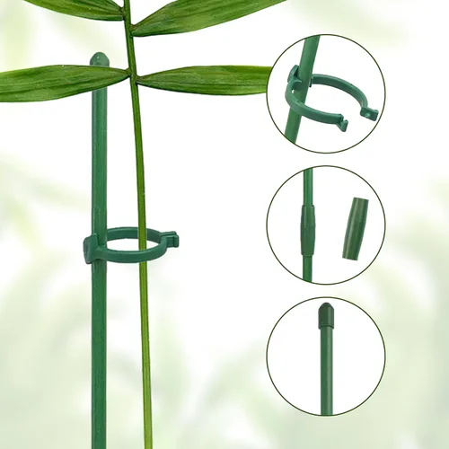 Vista 3 de 20 estacas de soporte para plantas, altura ajustable, para jardín, con 40 clips para plantas y 10 tubos de conexión para orquídeas, rosas, peonías