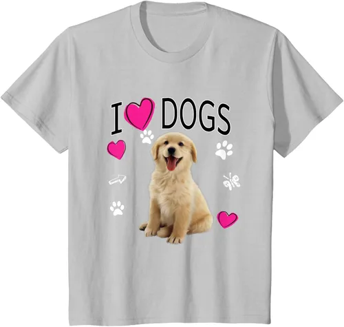 Vista 66 de Camiseta I Love Dogs - Camiseta Golden Labrador retriever, Azul Negro