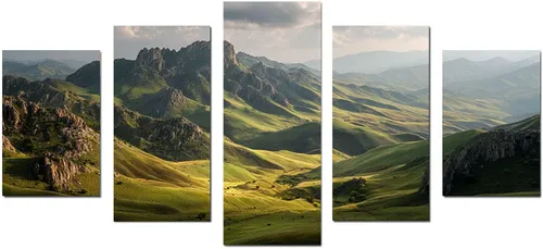Vista 19 de VOCBAN Canvas Wall Art for Bedroom - 5 Large Oversize Modern Boho Neutral Room Decor - Mountain Moon Abstract Nature Artwork for Living Room Dining