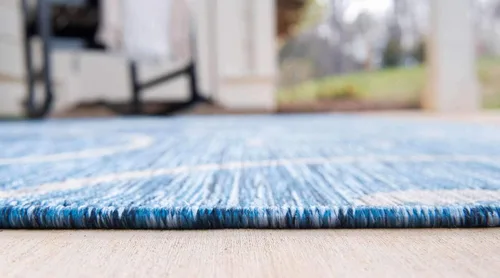 Vista 4 de Unique Loom Outdoor Botanical Collection - Alfombra rizada, 4 pies 1 pulgada x 6 pies 1 pulgada, rectangular, azul/marfil