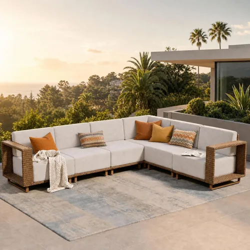 Vista 20 de SUNSHINE VALLEY 8 muebles seccionales de patio con cojín de 10 pulgadas de Beige-seccional