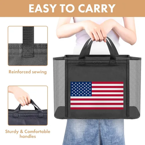 Vista 5 de NPET Cesta de lavandería plegable de 27 litros con material impermeable de PEVA, bolsa de almacenamiento para ropa, dormitorio y hogar Bandera