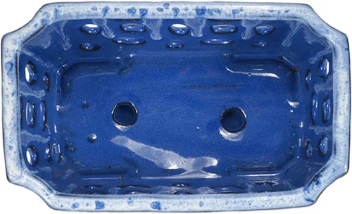 Vista 5 de W&W Orchid Pot with Holes and Saucer for Repotting, White and Blue, 9.7 Inch Blanco y azul 9.7