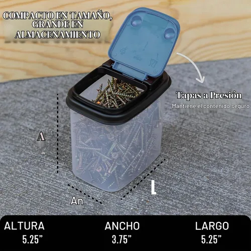 Vista 6 de Buddeez Contenedores de almacenamiento multiusos, cubos pequeños de almacenamiento de brocas y pernos, organizadores de hardware, recipientes Azul