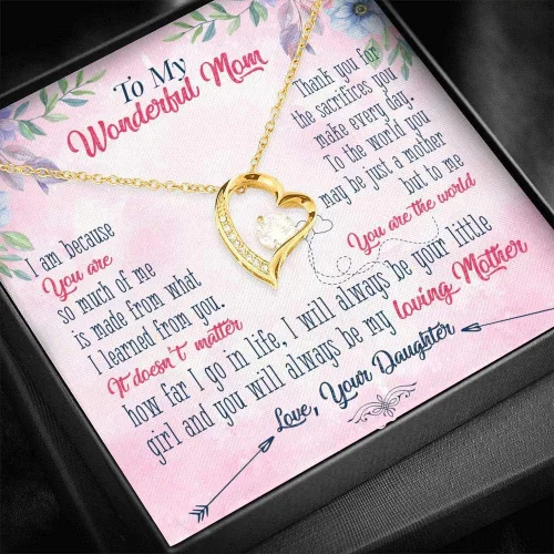 Vista 4 de Collar con colgante Collar con texto en inglés To My Wonderful Mom You Are The World con tarjeta de mensaje, regalo para mamá, amor de hija