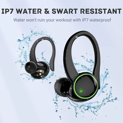 Vista 7 de Para Xiaomi Redmi Note 9 Pro Max Bluetooth 5.3 Auriculares estéreo 3D con gancho para la oreja, control táctil 40H sobre la oreja, auriculares