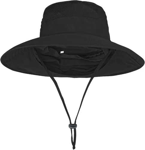 Vista 2 de ZOORON Sombreros de sol para hombres y mujeres con solapa para el cuello Negro