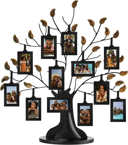 Vista 11 de Americanflat Marco de fotos para árbol genealógico, incluye 6 marcos de fotos colgantes de 2 x 3 pulgadas, borlas de cinta ajustables, ideal como