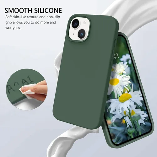 Vista 2 de BENTOBEN Funda compatible con iPhone 14, silicona suave, goma de gel, forro de microfibra, parte trasera dura, a prueba de golpes, funda protectora