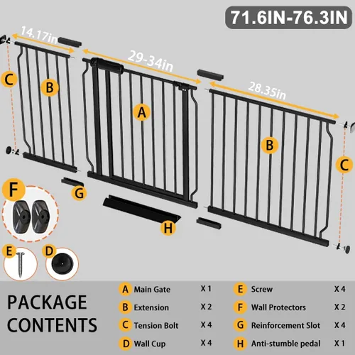 Vista 11 de Fairy Baby Puerta de seguridad para bebés Extensión de 12 cm para puerta de seguridad para bebés con cierre automático Puerta de seguridad