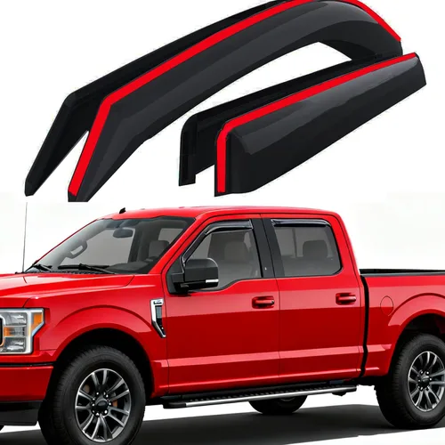 Vista 25 de Deflectores de ventana adhesivos para ventanas laterales y ventilación con viseras para 2015-2018 Chevy Silverado y GMC Sierra 1500 2500HD 3500HD