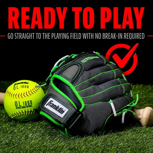 Vista 4 de Franklin Sports Fastpitch Softball Gloves - Windmill Adult + Youth Fielding Gloves - 11" or 12" - Pink + Green