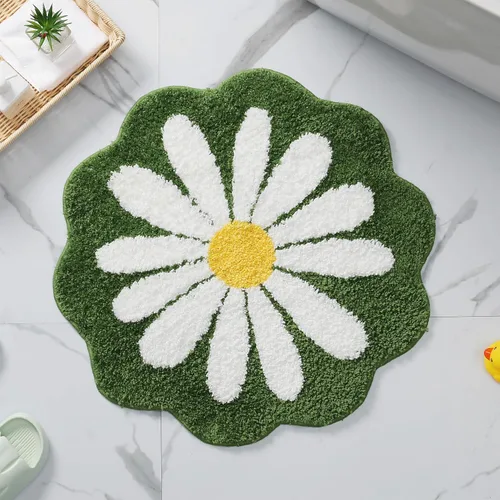 Vista 10 de Bonita alfombra de baño, alfombra antideslizante de absorción de agua, suave, lavable a máquina, para dormitorio, cocina, baño, inodoro, 25.6 x 25.6