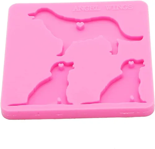 Vista 5 de Llavero brillante con forma de familia de perro, molde de silicona, resina epoxi, moldes de joyería de silicona, moldes de manualidades de resina