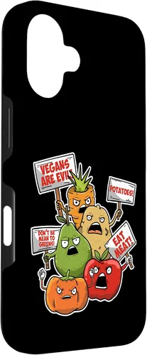 Vista 3 de iPhone 16 Veggie Protest Funny Sayings Vegetable Puns Vegan Jokes Gift Case