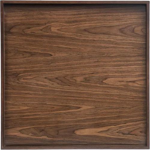 Vista 9 de Bandeja de servir cuadrada de madera para decoración del hogar, bandeja otomana de madera de nogal negro para sala de estar, bandejas de 2-Negro
