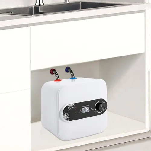 Vista 4 de DHBREK Calentador de agua eléctrico con mini-tanque, 110 V, 2.1 galones, 1.5 KW, blanco, punto de uso instantáneo, calentador de agua caliente
