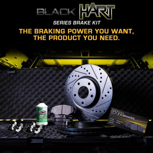 Vista 3 de Hart Brakes Kit de frenos y rotores delanteros traseros Pastillas de freno delanteras y traseras Rotores y pastillas de freno Pastillas