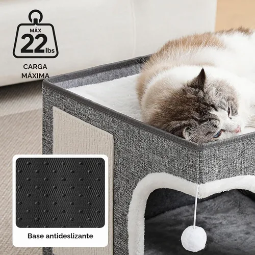 Vista 2 de Camas para gatos de interior, cama grande para gatitos con Gris