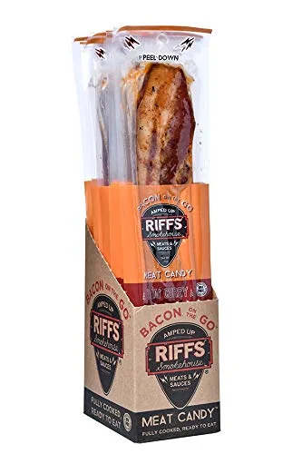 Vista 2 de Bacon On The Go by Riffs Smokehouse - Curry tailandés (caliente) - Paquete de 12 tiras de tocino selladas individualmente