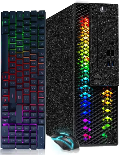 Vista 7 de Dell Computadora de escritorio para juegos RGB, Intel Quad Core I5-6500 hasta 3.6 GHz, Radeon RX 550 4G, 16 GB DDR4, 1 TB SSD, teclado y mouse RGB