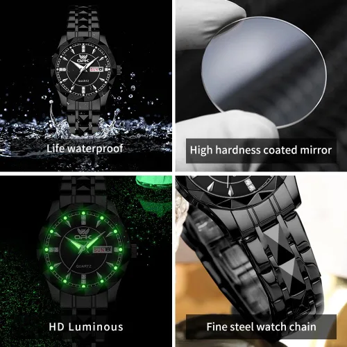 Vista 3 de Relojes para mujer, reloj de moda para mujer, reloj de pulsera de cuarzo analógico impermeable de acero inoxidable para mujeres y niñas