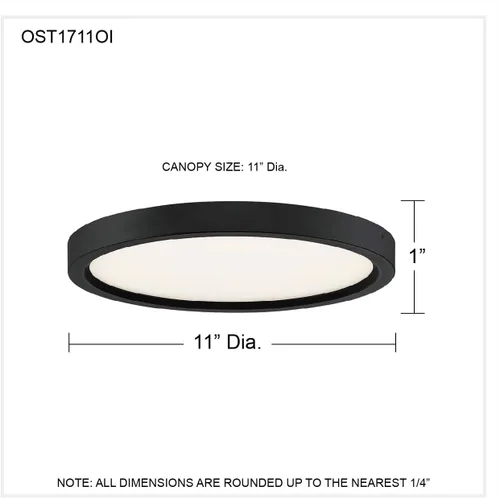 Vista 8 de Quoizel OST1711OI Outskirt - Lámpara de techo moderna de montaje súper empotrado, 1 luz, LED de 15 vatios, bronce aceitado