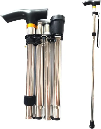 Vista 12 de Bastón plegable para mujeres y hombres mayores, palos ligeros plegables para equilibrio de personas mayores, bastones ajustables, palo y muletas