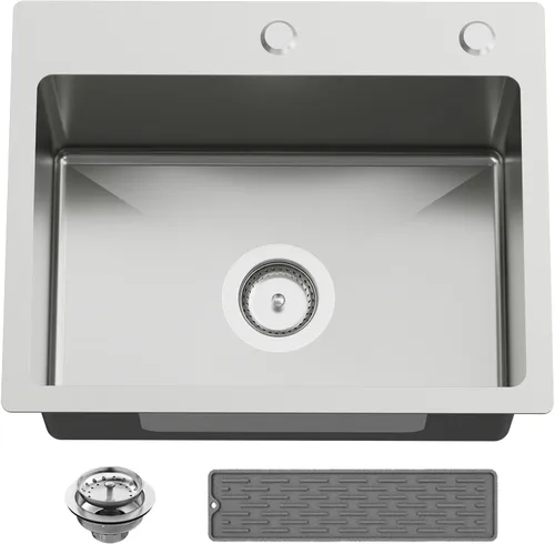 Vista 27 de Fregadero Negro de Cocina y Bar, Fregadero de Cocina de Acero Inoxidable de 15 x 17 Pulgadas para Empotrar, Fregadero de Bar Moderno de Un Solo