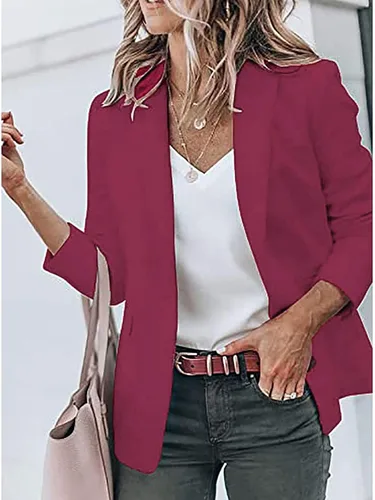 Vista 2 de Chaqueta acogedora para mujer, con bolsillo, de gran tamaño, para cumpleaños, color sólido, de poliéster, sin cuello