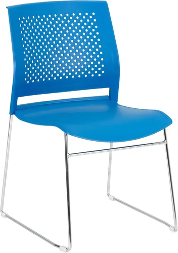 Vista 3 de Norwood Silla apilable de oficina con base de trineo cromado, con respaldo perforado (paquete de 5)