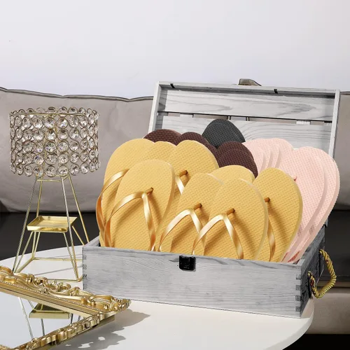 Vista 7 de Chuarry Juego de 26 pares de chanclas a granel para invitados de boda, chanclas de boda, sandalias para hombres y mujeres, sandalias de boda