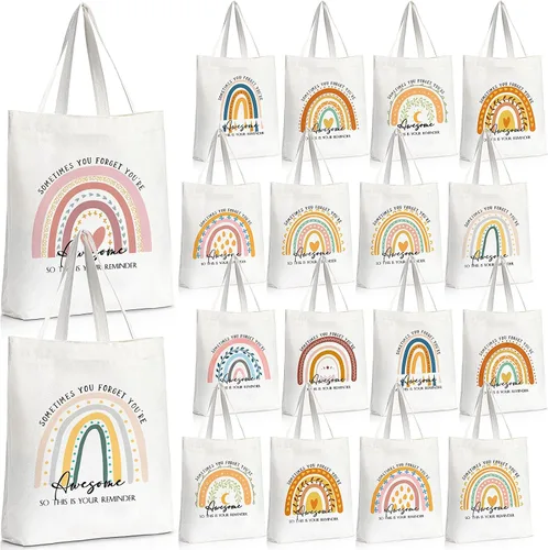 Vista 9 de Sadnyy 20 bolsas de lona arcoíris para profesores y empleados, regalo inspirador con cremallera para oficina, escuela