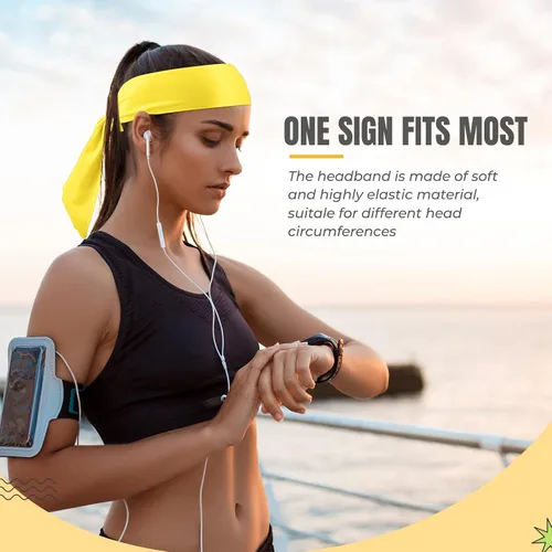 Vista 3 de Hiboom Paquete de 18 diademas deportivas para hombres y mujeres, diademas de karate ninja, bandas elásticas para el cabello para jugar tenis