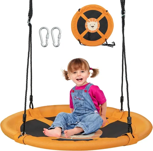 Vista 14 de Costzon - Platillo volador de 40 pulgadas, columpio seguro y resistente para niños de fácil montaje, cuerdas ajustables, ideal para el parque