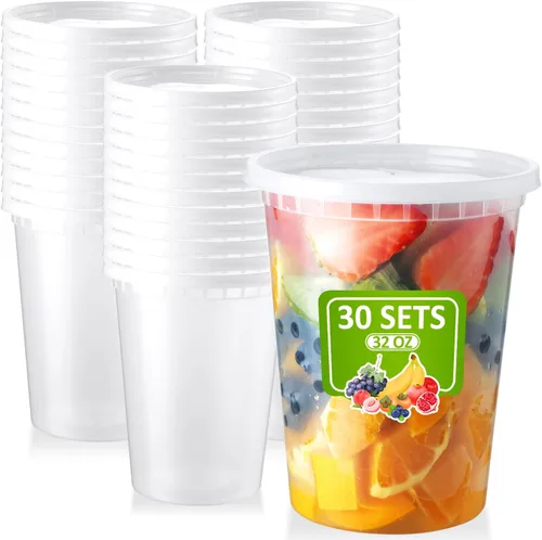 Vista 11 de NEEBAKE 75 juegos de recipientes de 12 onzas con tapas herméticos de plástico para almacenamiento de alimentos con tapas para sopa, slime, avena