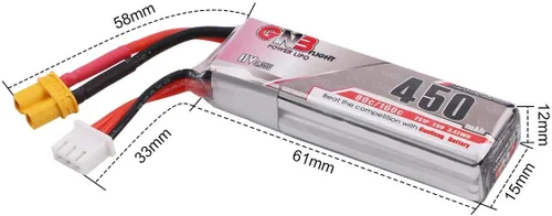 Vista 3 de Crazepony 2S HV LiPo Batería, 7.6V 450mAh 80/160C XT30 Plug para basureros Larva X Micro FPV Racing Drone Quadcopter - 2 piezas