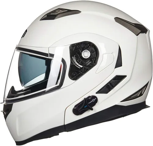 Vista 17 de ILM - Casco de motocicleta modular con visera solar abatible, Bluetooth integrado, intercomunicador, Mp3 Modelo 953/953 PRO Negro mate