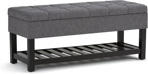 Vista 35 de Banco otomano de almacenamiento con brazo enrollado con elegante ribete