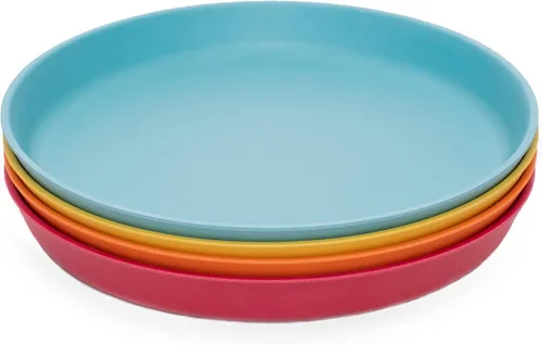Vista 14 de WeeSprout Platos de bambú con tapas de silicona, juego de 4, vajilla de tamaño infantil, cereales, sobras y aperitivos, vajilla de melamina apta
