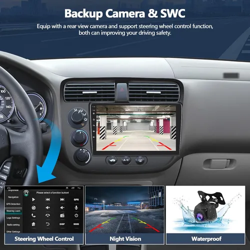 Vista 6 de 1G+32G para Honda Civic 2000 2001 2002 2003 2004 2005 Android Car Stereo con CarPlay Android Auto 9 "Pantalla táctil Bluetooth Radio de coche