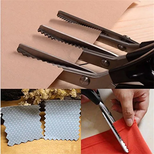 Vista 6 de Tijeras profesionales de costura para costura, tijeras profesionales de acero inoxidable con agarre cómodo, cuchillas dentadas y festoneadas