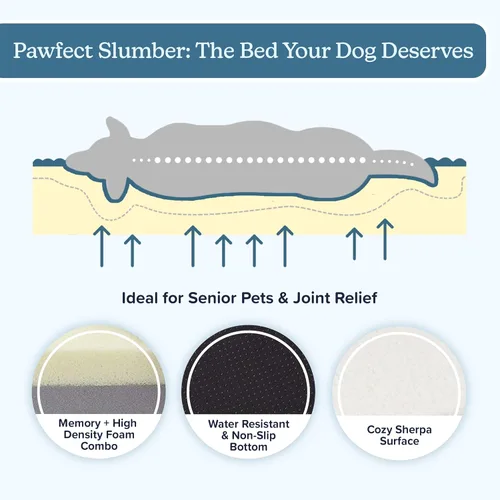 Vista 5 de PETMAKER Cama ortopédica para perros, cama para perros de espuma viscoelástica de 2 capas con funda Sherpa lavable a máquina, cama para perros