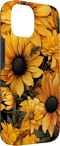 Vista 3 de iPhone 14 Flores de girasol hermoso floral amarillo patrón patrón caso