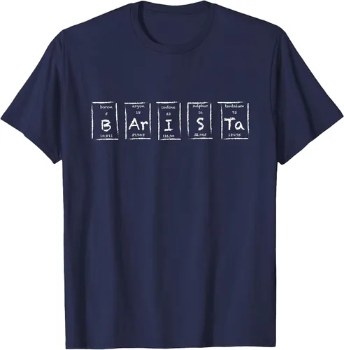 Vista 21 de Barista Espresso Latte Cappuccino Coffee Periodic Table T-Shirt Asphalt Grey