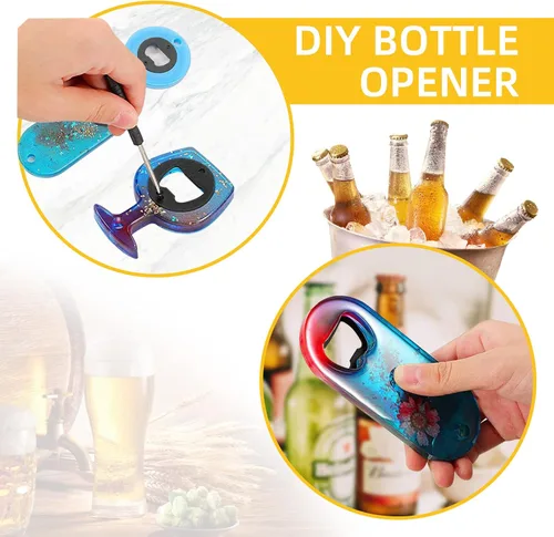 Vista 3 de Juego de 50 abridores de botellas DIY - Insertos de abridor de metal de acero inoxidable para madera (negro)