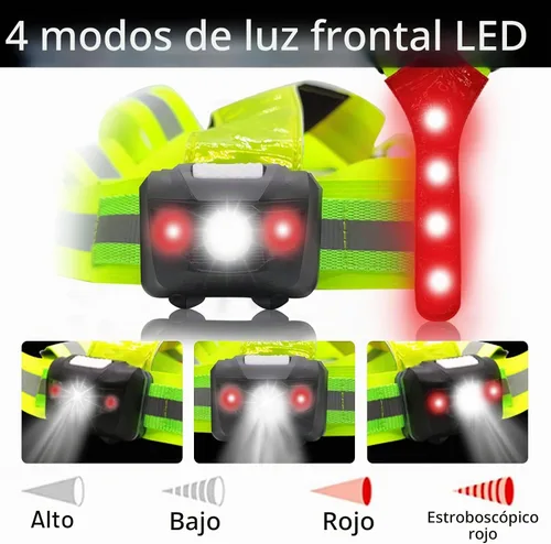 Vista 6 de Juego de chaleco reflectante LED de iluminación, chaleco de seguridad ajustable, brazaletes para engranajes, bolsa para cinturón con agujero