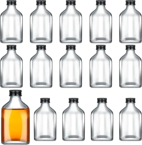 Vista 13 de Patelai 1 mini botellas de vidrio a granel con tapas, botellas de licor transparentes, botellas vacías de alcohol, embotellado de bebidas