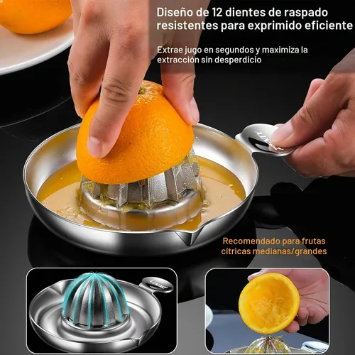 Vista 3 de Exprimidor de limón de acero inoxidable, exprimidor manual de cítricos resistente a mano, exprimidor de frutas de lima naranja de primera calidad